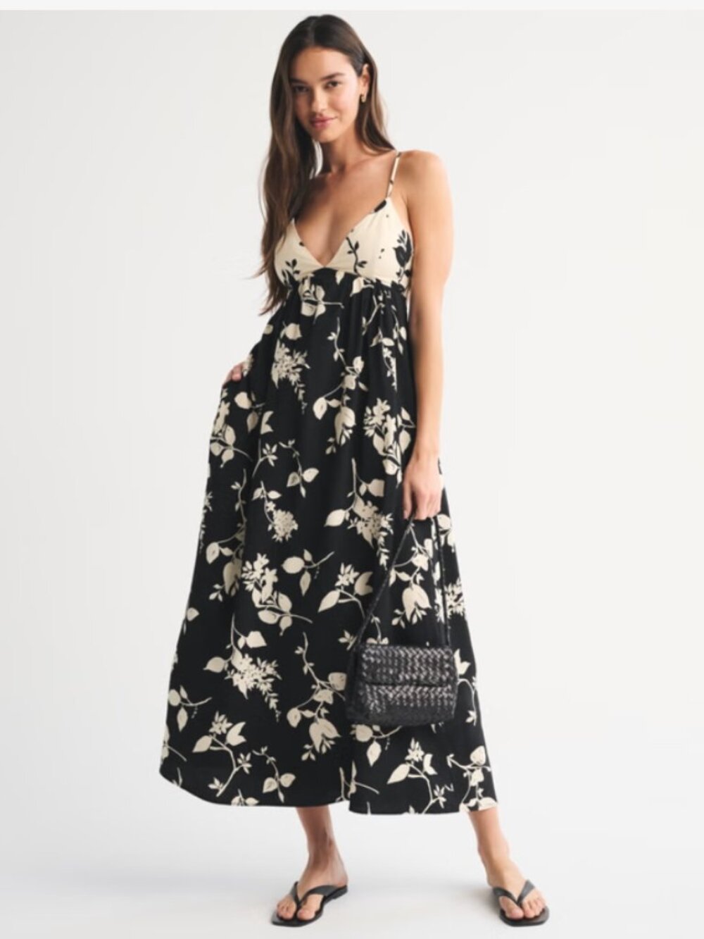 NWT Abercrombie Bra-Free Clasp-Back Flowy Maxi Dress size MP